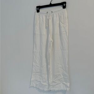 White Wide-Leg Pants with Drawstring